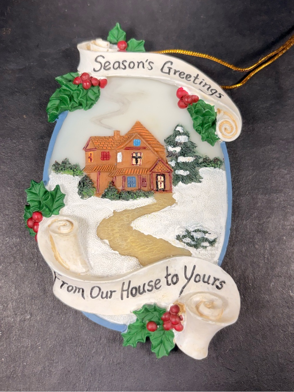 Regal Greetings From Our House to Yours Christmas Ornament